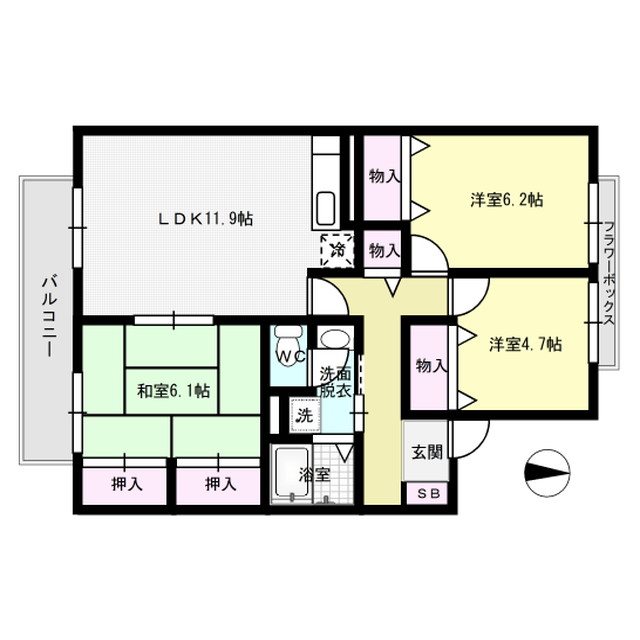 セジュールまどか 105号室 間取り