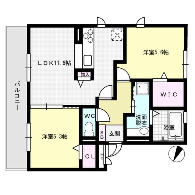 優水C棟 305号室 間取り