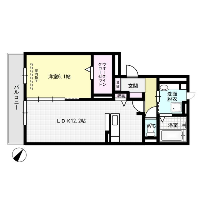 D-room空港西 203号室 間取り
