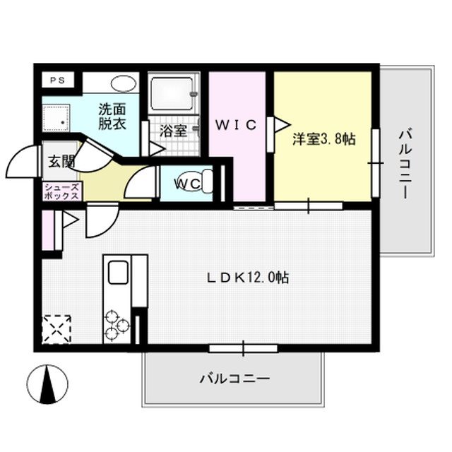 OMK東大利 305号室 間取り