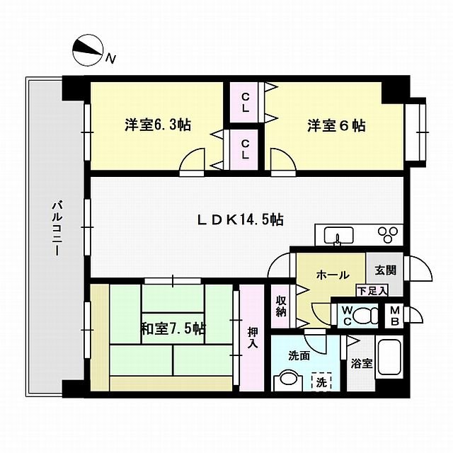 キャッスル32 703号室 間取り