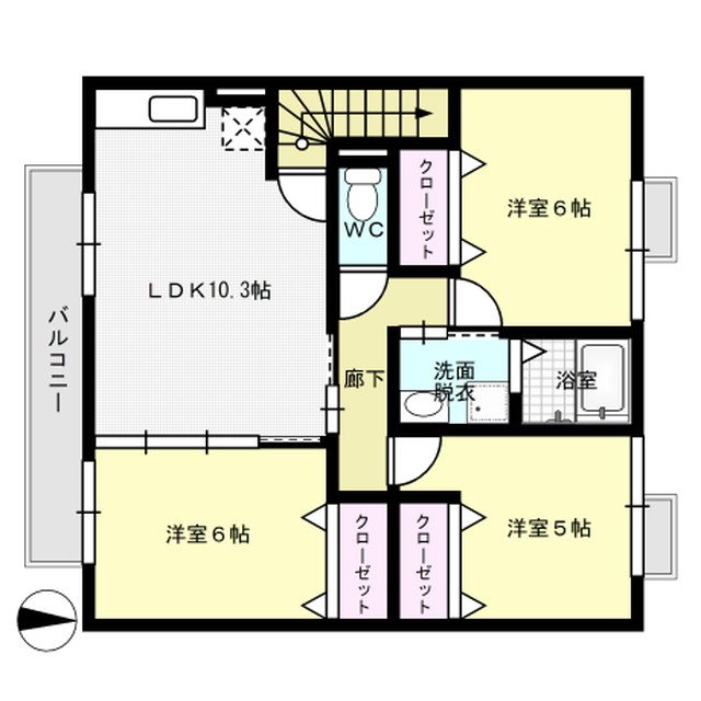 パークハイム水城B棟 201号室 間取り