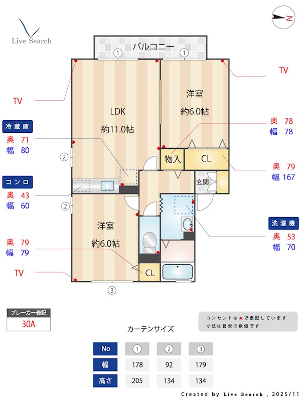 パークハイム皿山C棟 201号室 間取り