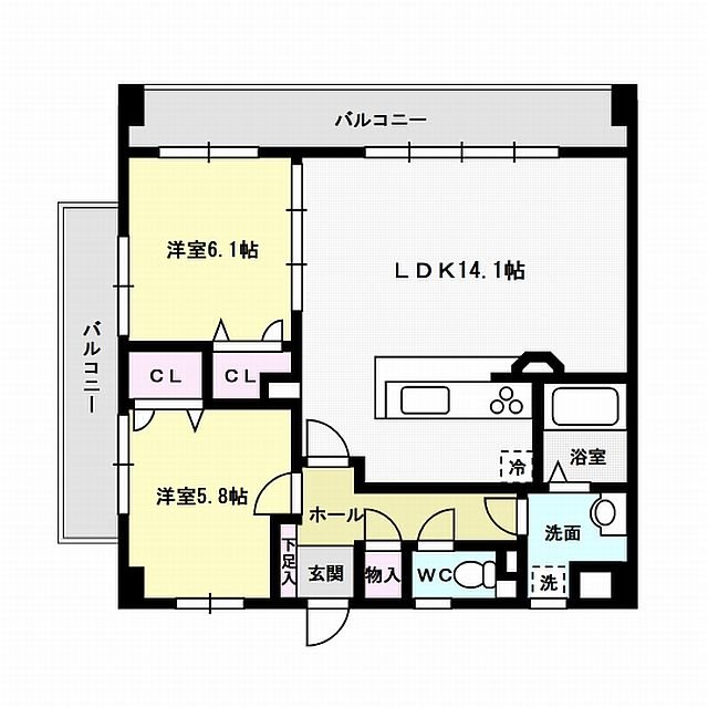ブリューテ21 602号室 間取り