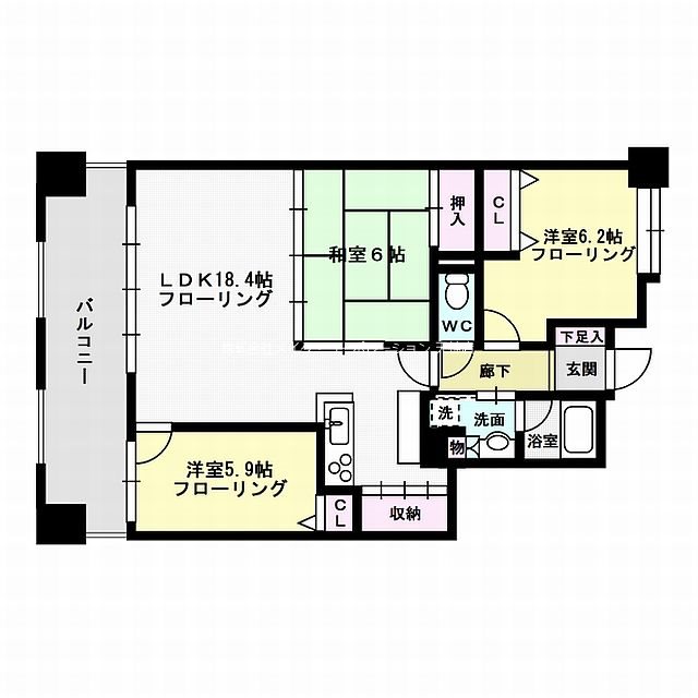 コスモ唐人町パークビュー 間取り