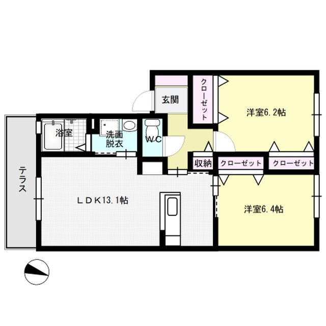 エコロジースクエア須玖南A棟 102号室 間取り