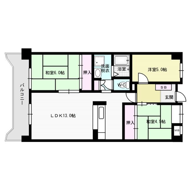 リビエールＫＡＳＵＧＡ 505号室 間取り