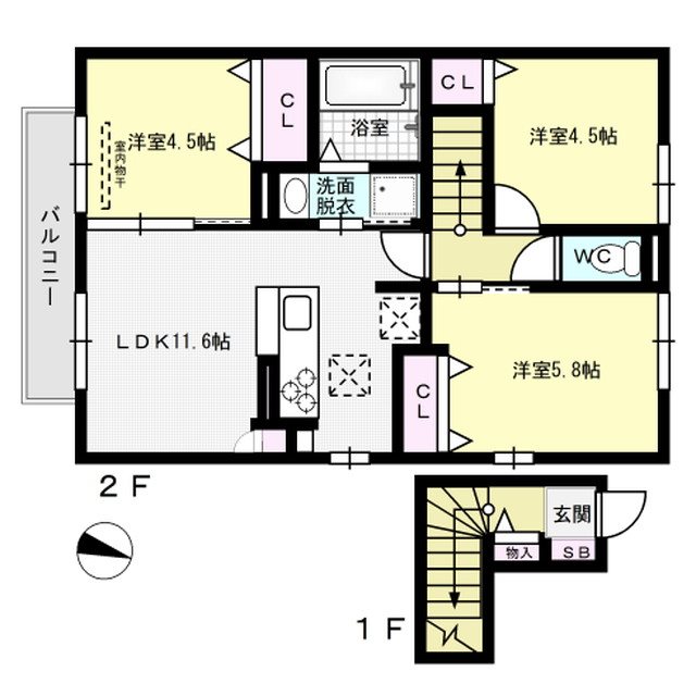 D-room寺塚　参番館 201号室 間取り