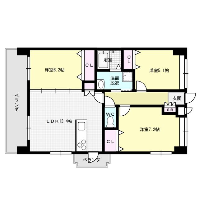 サンルージュ春日 201号室 間取り