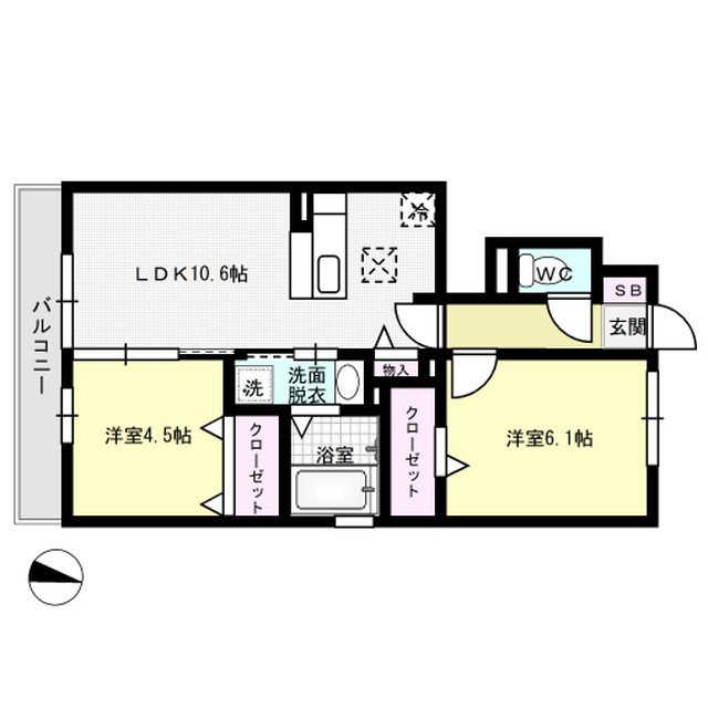 べラルーチェ南ヶ丘 101号室 間取り