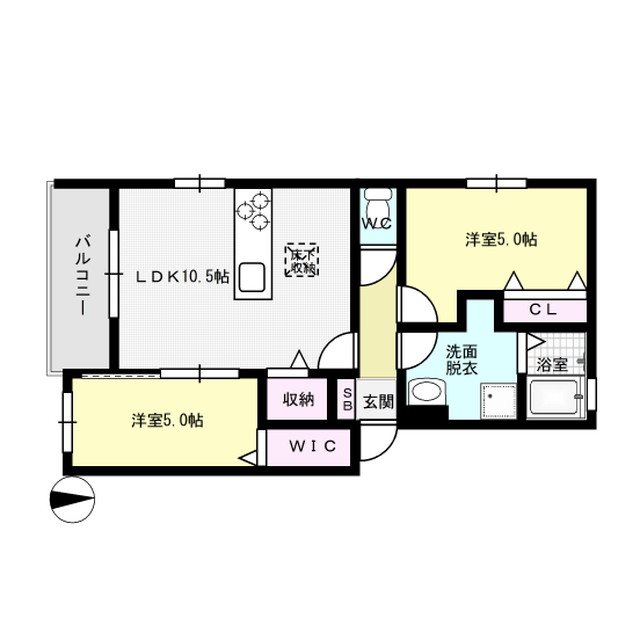 フルール花畑 202号室 間取り
