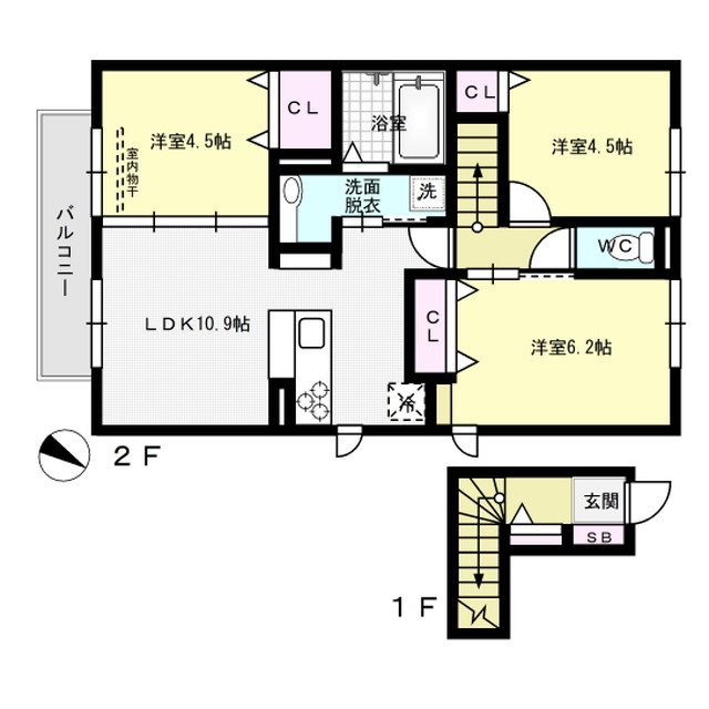 D-room南福岡Ⅲ 201号室 間取り