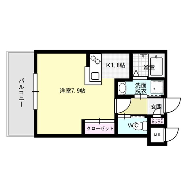 ソレイユ曙 102号室 間取り