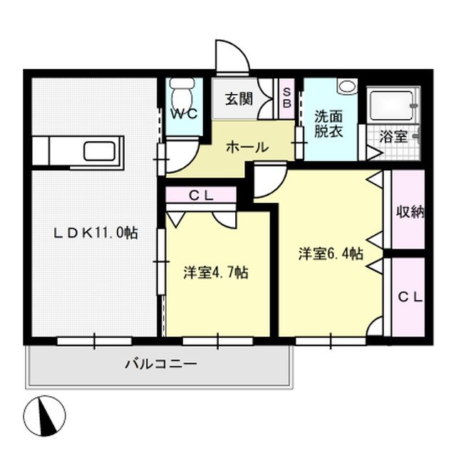 プレミールドソレイユ 204号室 間取り