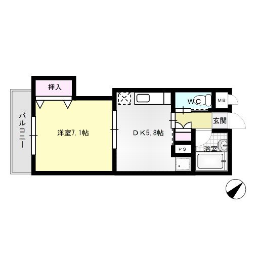ジュネス東大利 405号室 間取り
