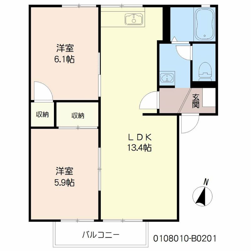 パークハイツ光B棟 201号室 間取り