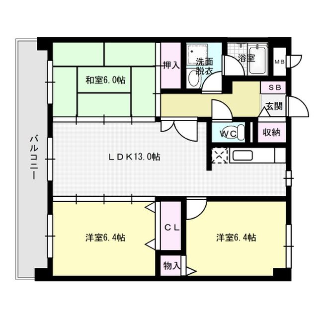 マンハイム板付 502号室 間取り