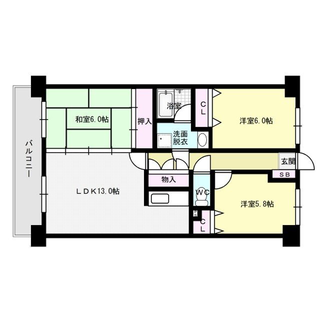 ロイヤルガーデン那珂川 603号室 間取り