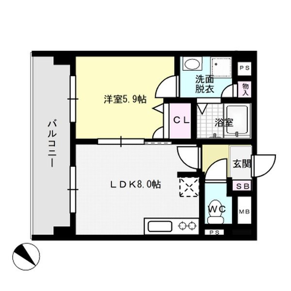 ビューラー野多目 203号室 間取り