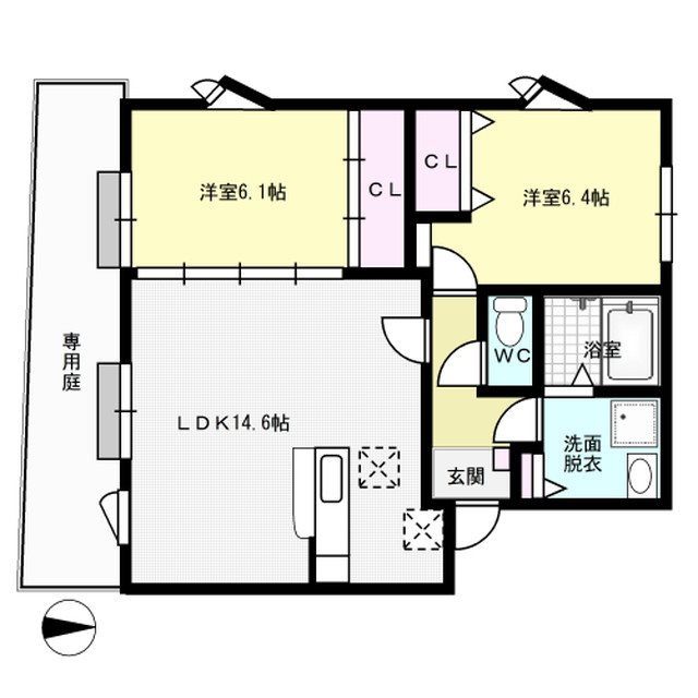 ツインコートB 間取り図