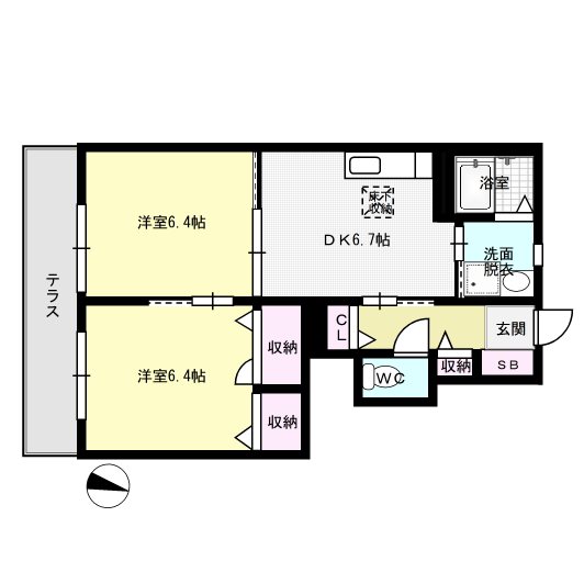 ファミール那珂川 103号室 間取り