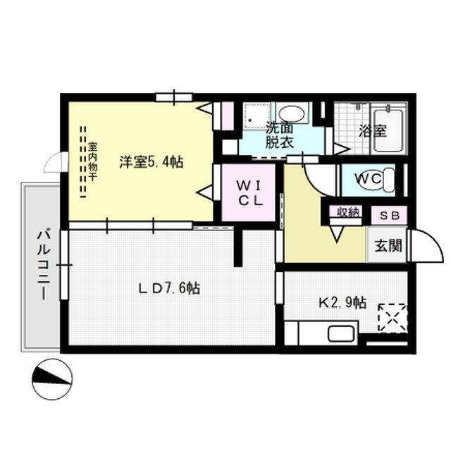 D-room空港南 205号室 間取り