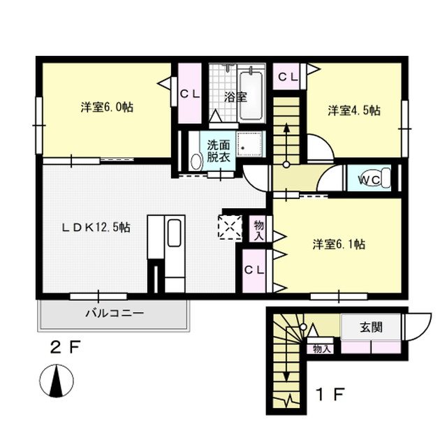 D-room寺塚 201号室 間取り