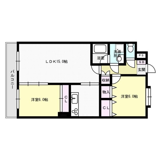 パサージュ若草Ⅱ 304号室 間取り