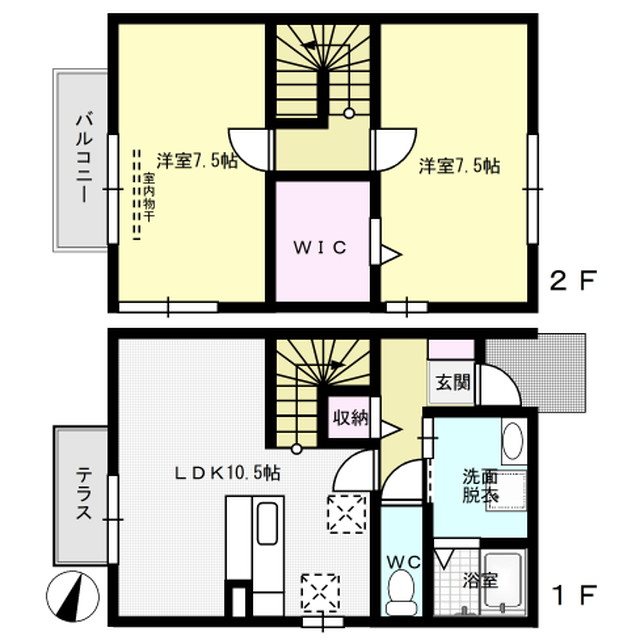 シャンス乙金東 101号室 間取り