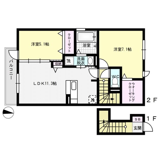 べラルーチェ南ヶ丘 203号室 間取り