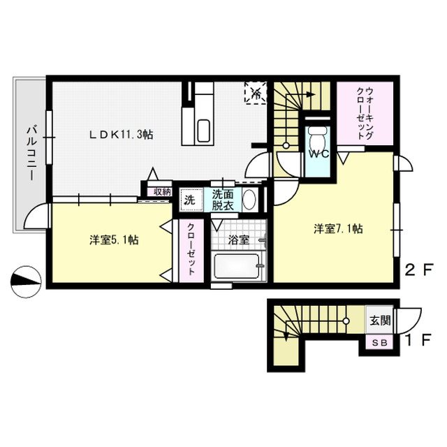 べラルーチェ南ヶ丘 201号室 間取り