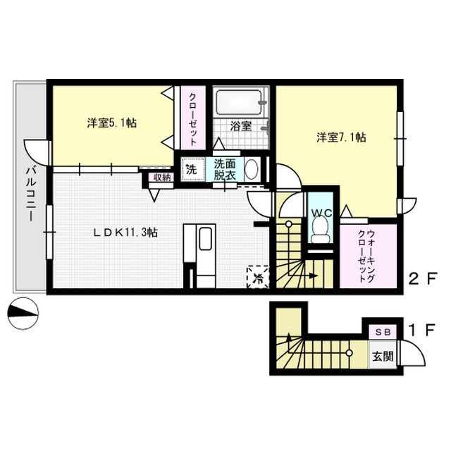 べラルーチェ南ヶ丘 203号室 間取り