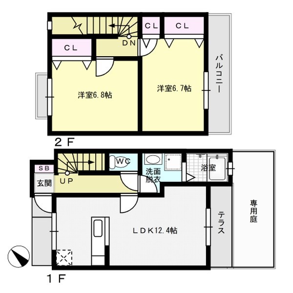 パピヨン若久 110号室 間取り