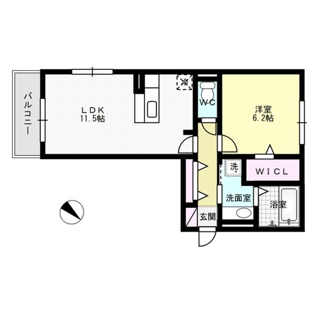 ロイヤルコート空港南 203号室 間取り