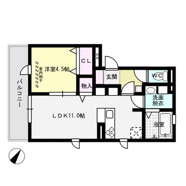 D-roomアルバ諸岡B棟 201号室 間取り