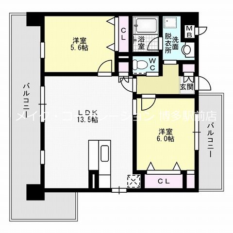 クリムゾン博多Ⅱ 間取り