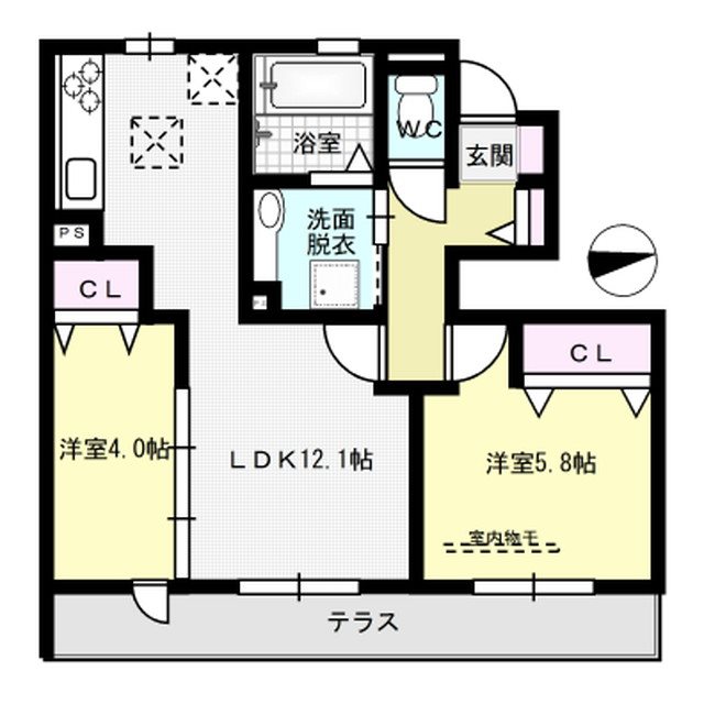 木犀館Ⅱ 102号室 間取り