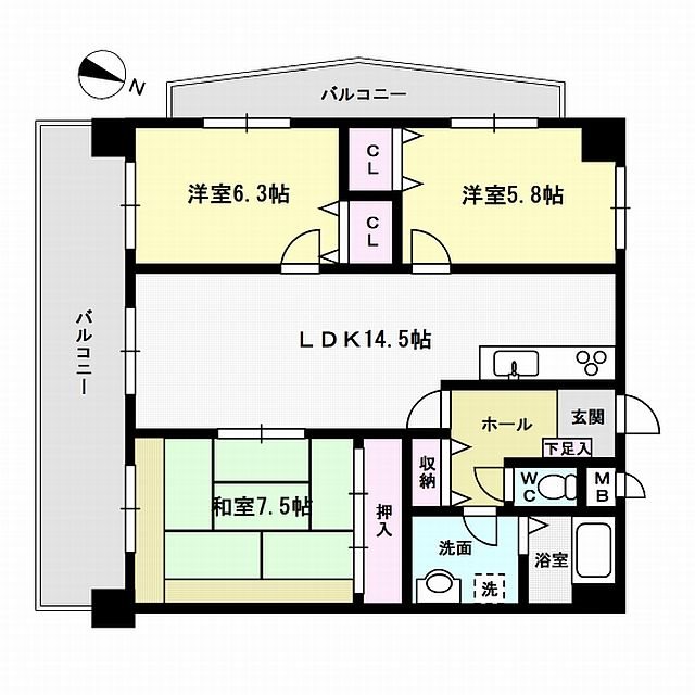 キャッスル32 301号室 間取り