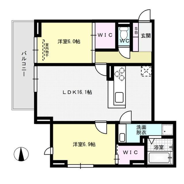 間取り D-room五十川 間取り図
