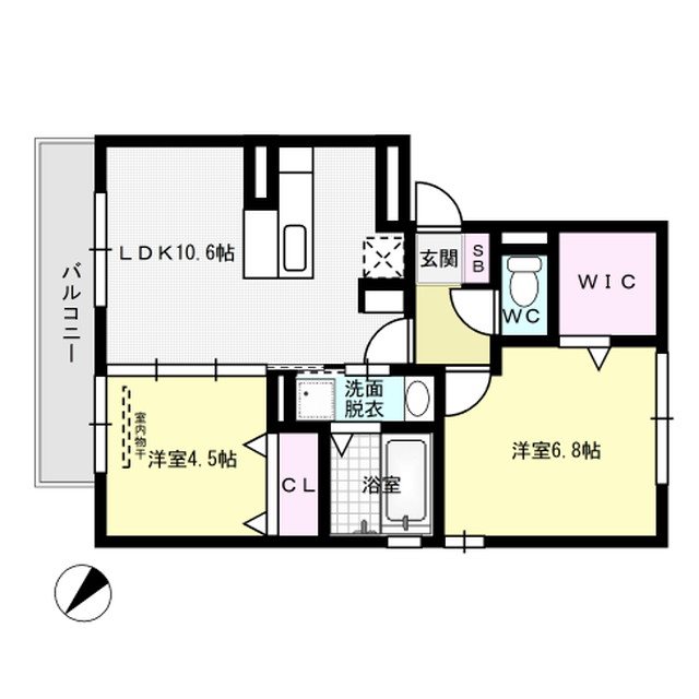 D-room山王公園 201号室 間取り