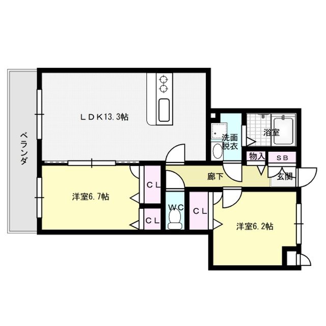 ピュア中通りⅡ 302号室 間取り