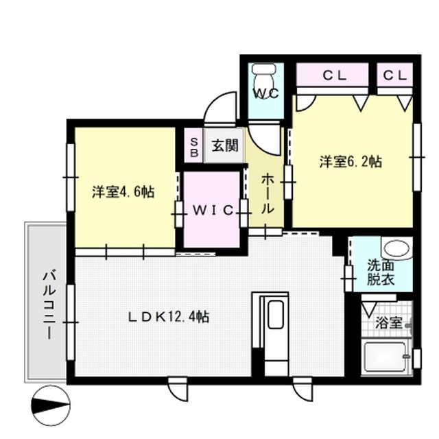 アン・ファミーユB棟 202号室 間取り