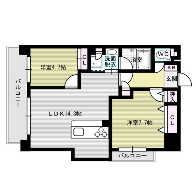 グラン・スリール博多南 403号室 間取り