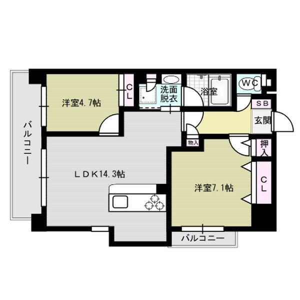 グラン・スリール博多南 903号室 間取り