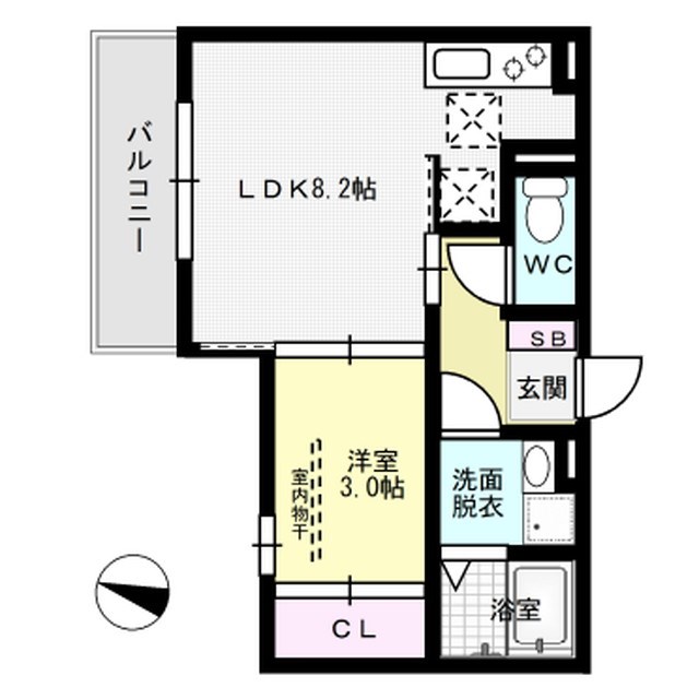 D-room竹下B棟 101号室 間取り