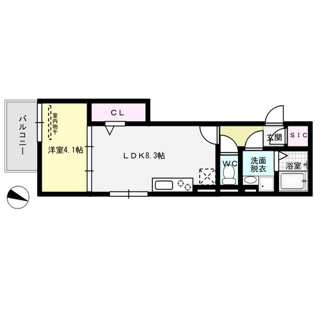 D-room竹下B棟 102号室 間取り