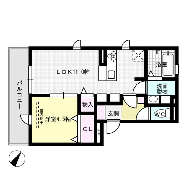 D-roomアルバ諸岡B棟 202号室 間取り