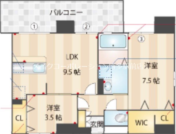 モダンパラッツォ天神南リーフ   間取り