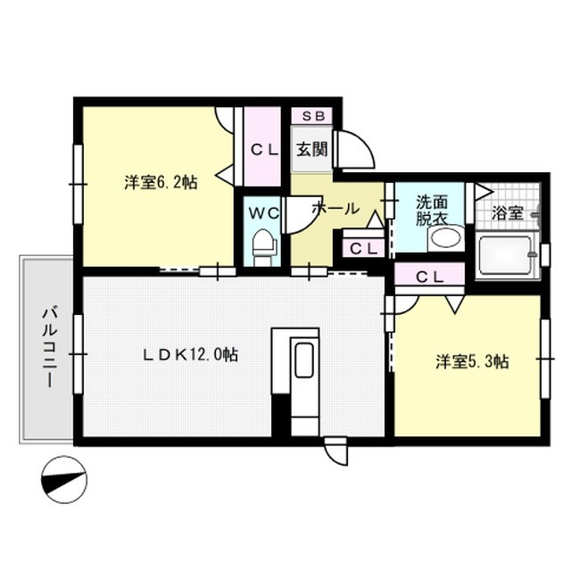 La・セゾンⅡ B棟 201号室 間取り