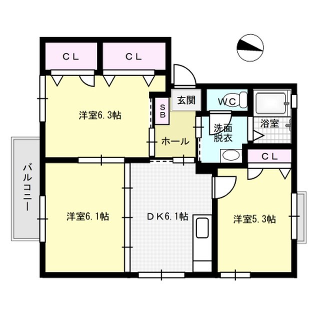 メゾン・メルヴェーユC棟 201号室 間取り